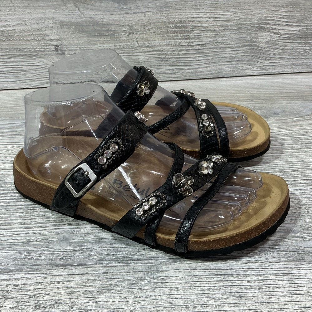 Birkenstock Betula Sandals Slides Black Leather Bedazzled Women's Size 38-7 N US